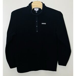Obermeyer Fleece Pullover Sweatshirt Men's XL Black T Snap Henley Ski Outdoor‎